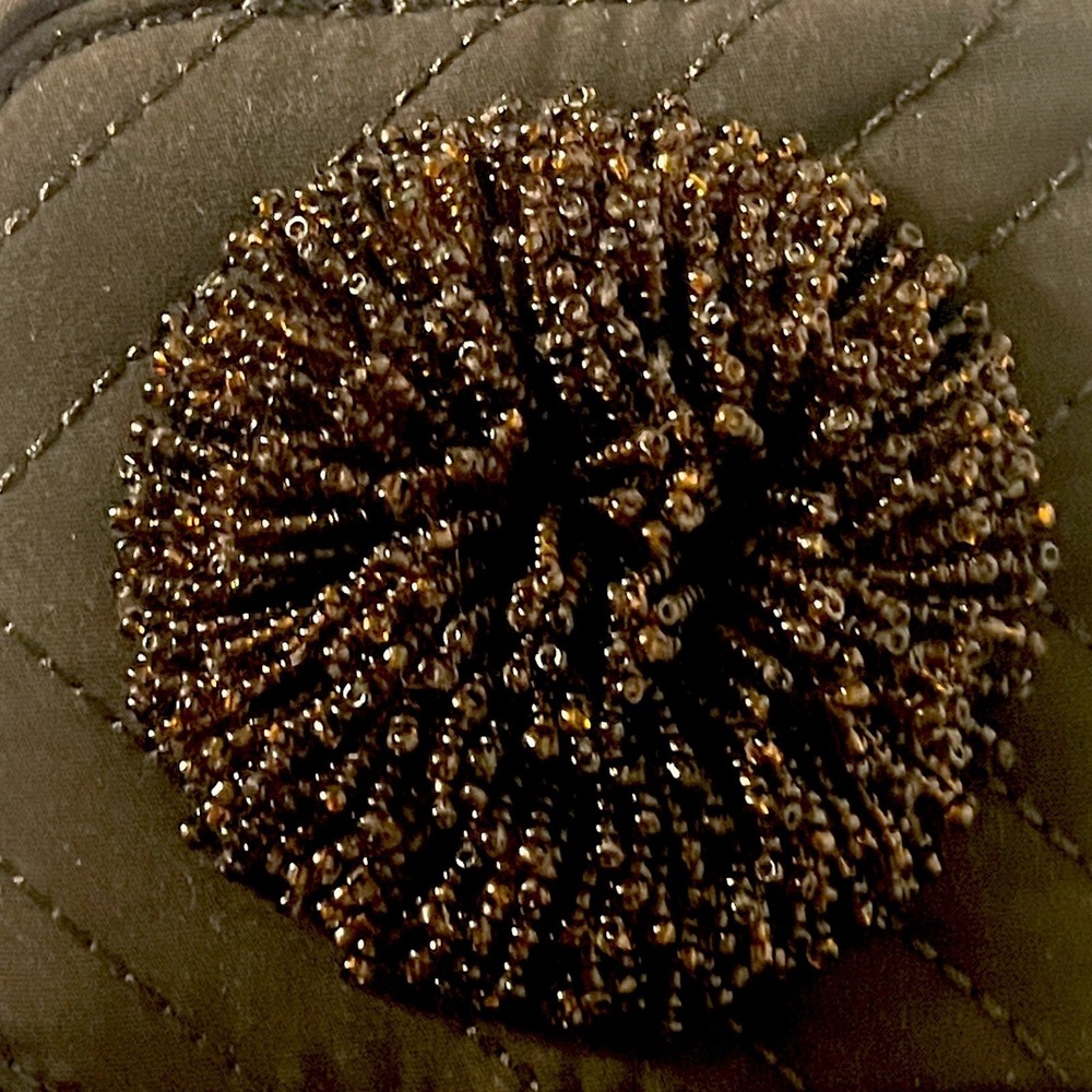 Vera Bradley Dazzle Clutch Espresso Brown Beaded Flower Chain Strap Purse
